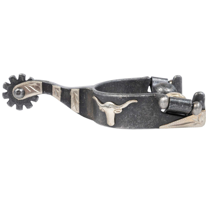 Formay Aged Steel Longhorn Youth Spurs