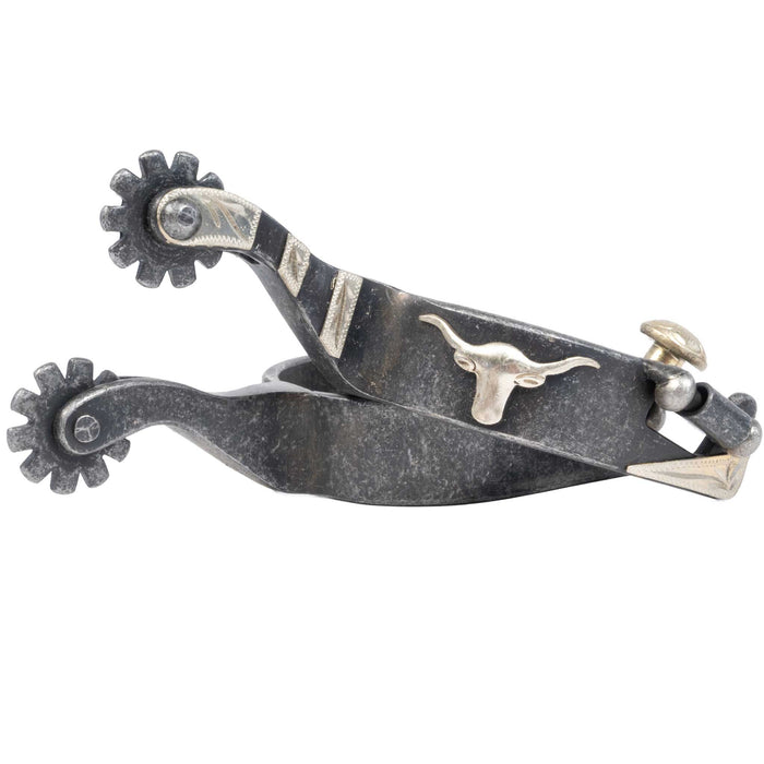 Formay Aged Steel Longhorn Youth Spurs