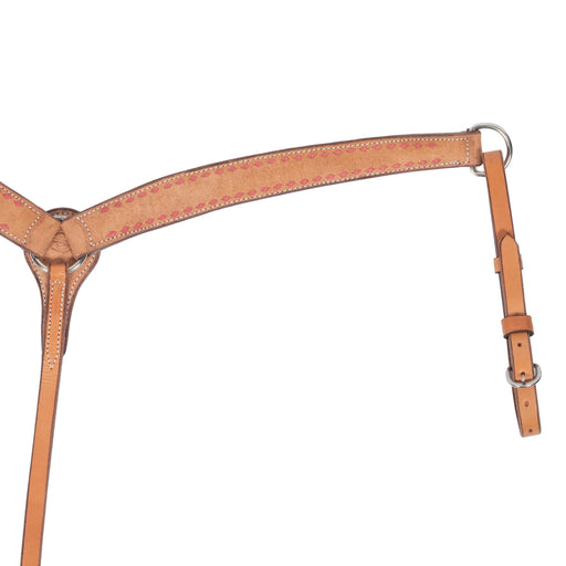 Teskey's 1 3/4" Roughout Pink Buckstitch Breast Collar Tack - Breast Collars Teskey's