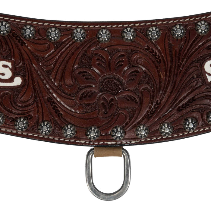 Teskey's 4" Chestnut Floral Tooled Tripping Collar Tack - Breast Collars Teskey's