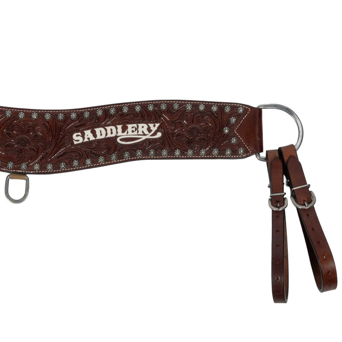 Teskey's 4" Chestnut Floral Tooled Tripping Collar Tack - Breast Collars Teskey's