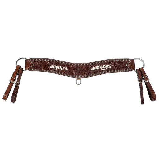 Teskey's 4" Chestnut Floral Tooled Tripping Collar Tack - Breast Collars Teskey's