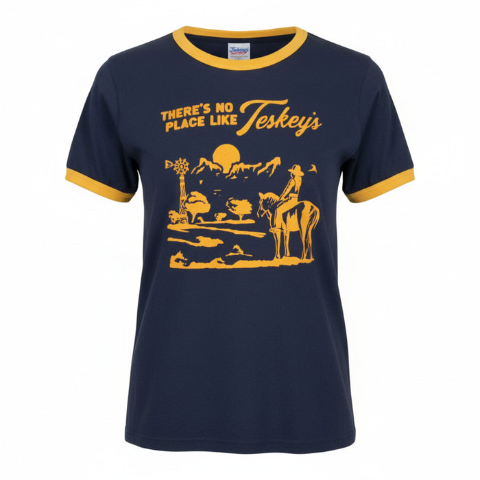 There's No Place Like Teskey's Navy Tee - Navy/Gold Ringer TESKEY'S GEAR - SS T-Shirts Teskey's