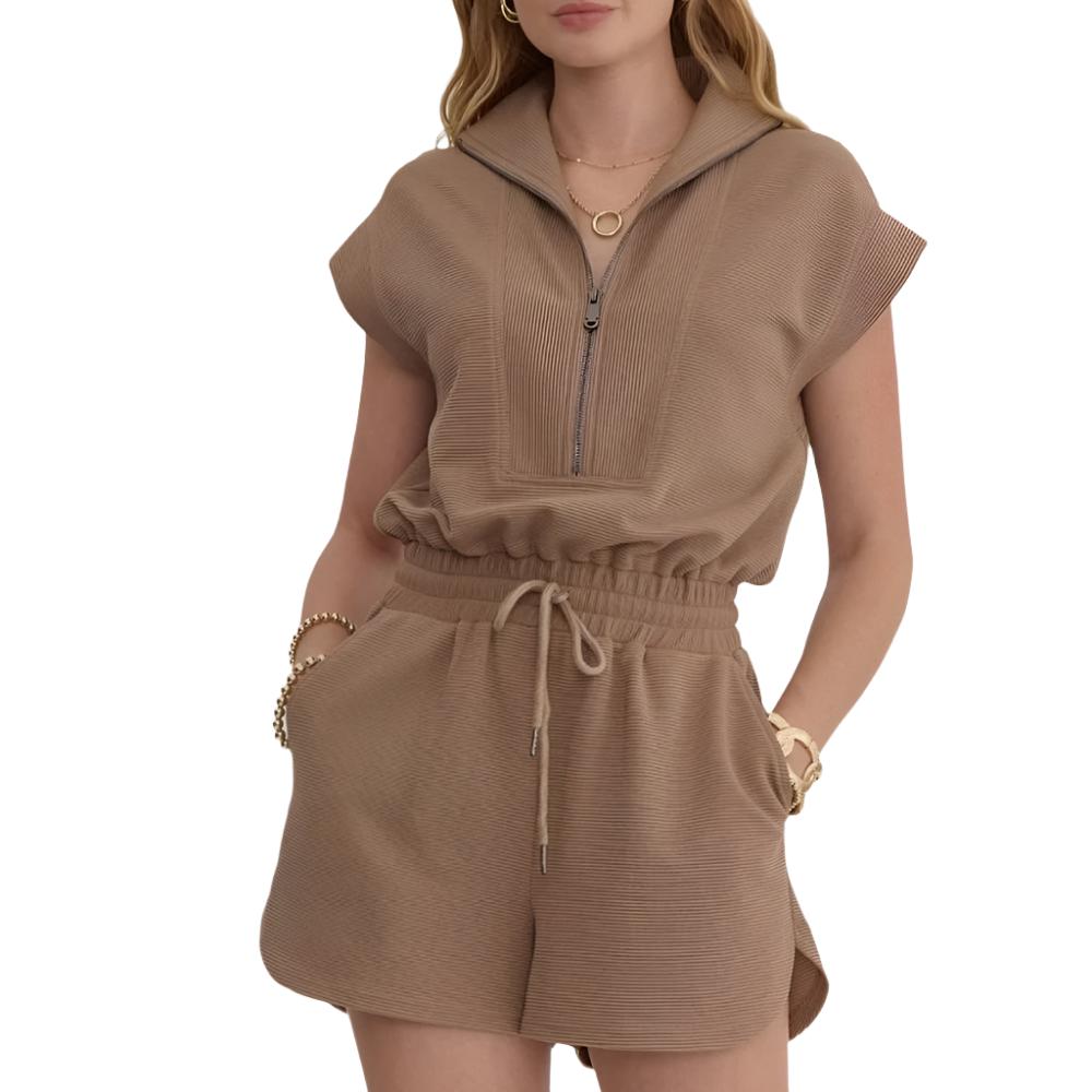 Textured Knit Romper WOMEN - Clothing - Jumpsuits & Rompers Entro   