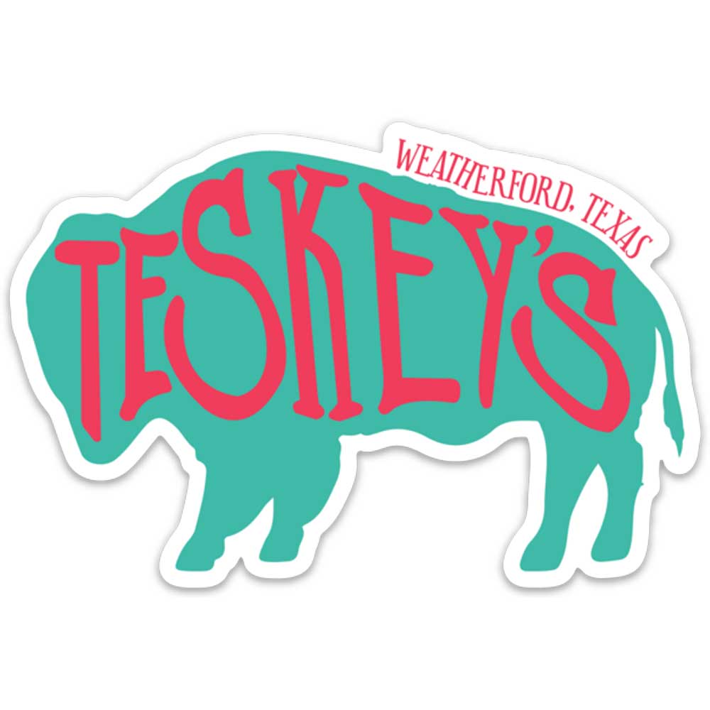 Teskey's Buffalo Die-Cut Vinyl Sticker - Turquoise/Pink TESKEY'S GEAR - Stickers Teskey's