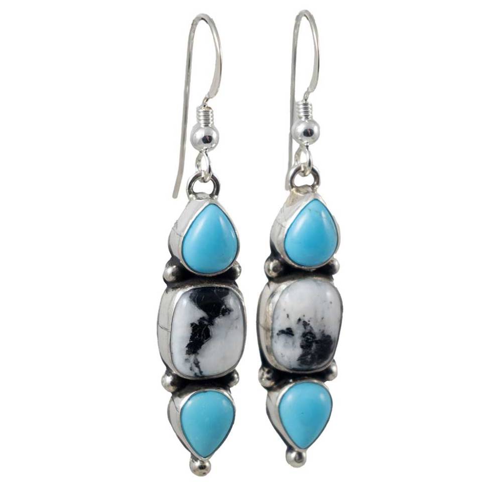 Turquoise and White Buffalo Earrings WOMEN - Accessories - Jewelry - Earrings Sunwest Silver   
