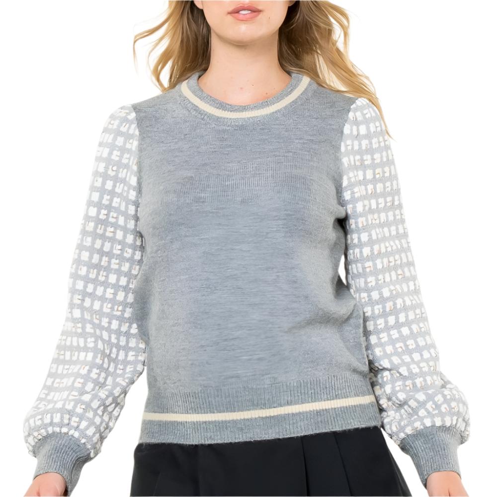 Tweed Sleeve Knit Sweater WOMEN - Clothing - Sweaters & Cardigans THML Clothing