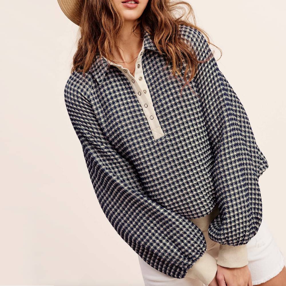 Two Toned Textured Pullover WOMEN - Clothing - Sweatshirts & Hoodies LA MIEL   
