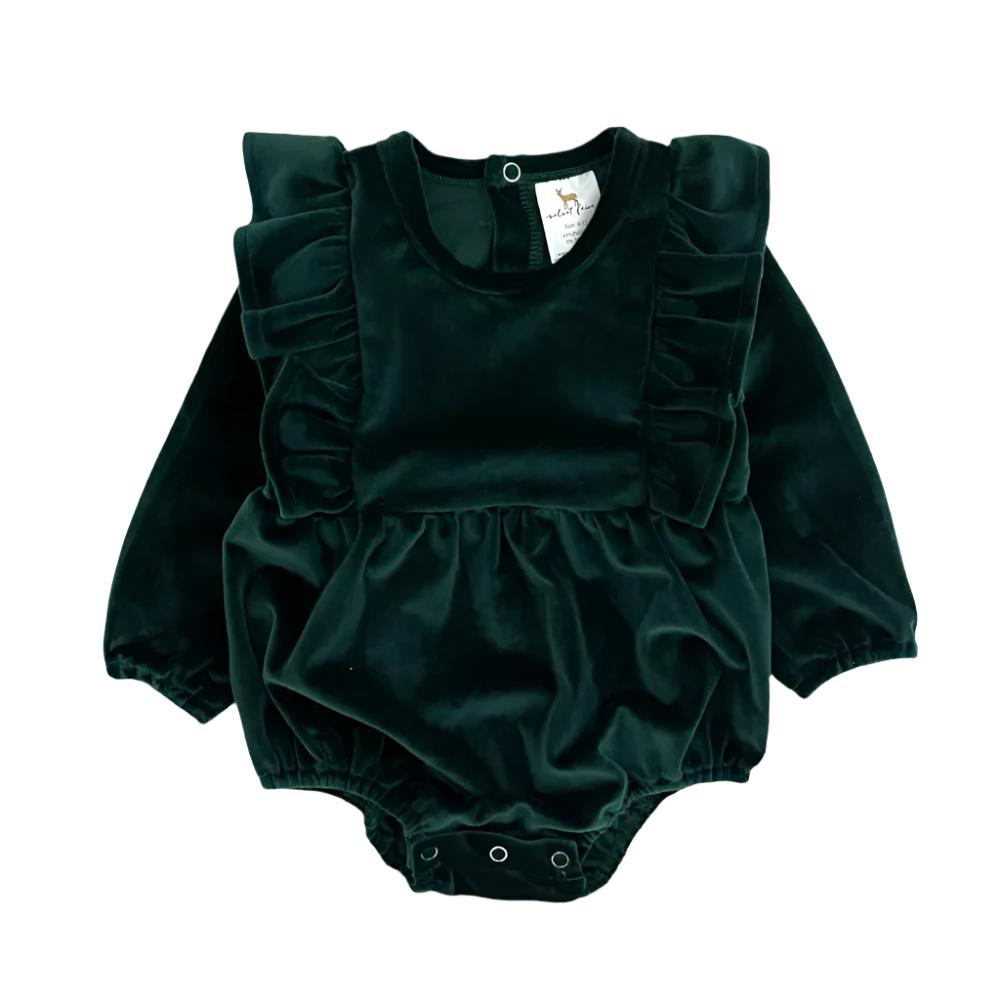 Velvet Fawn Baby Vivian Evergreen Bubble Romper - FINAL SALE - Teskeys