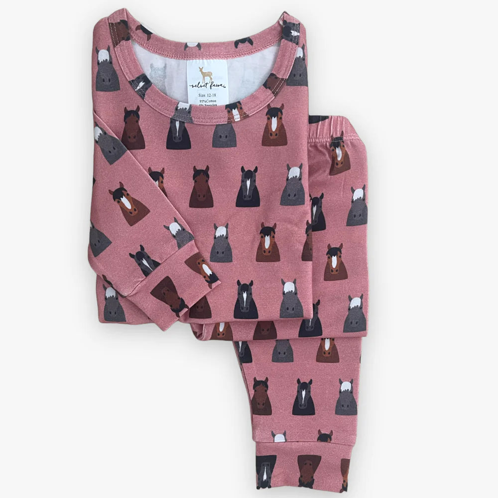 Velvet Fawn Toddler Modal Pink Wild Horses 2pc Pajama Set KIDS - Baby - Baby Girl Clothing Velvet Fawn   