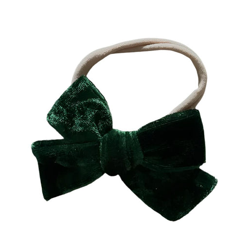 Pinwheel Bow On Band Evergreen Velvet KIDS - Accessories Velvet Fawn   