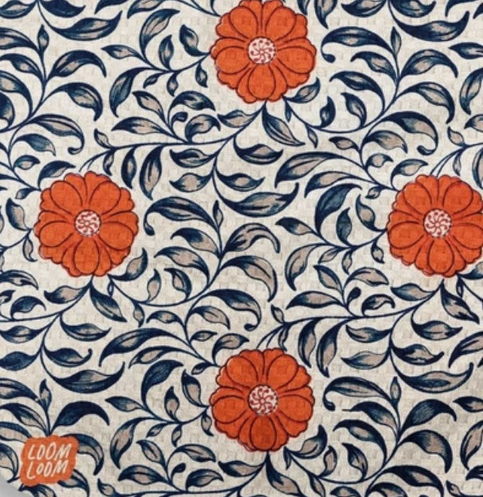 Vintage Floral Persimmon Kitchen Towel