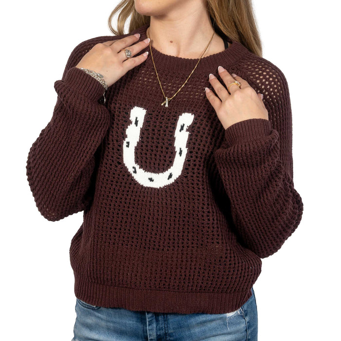 Women's Loose Knit Horseshoe Sweater