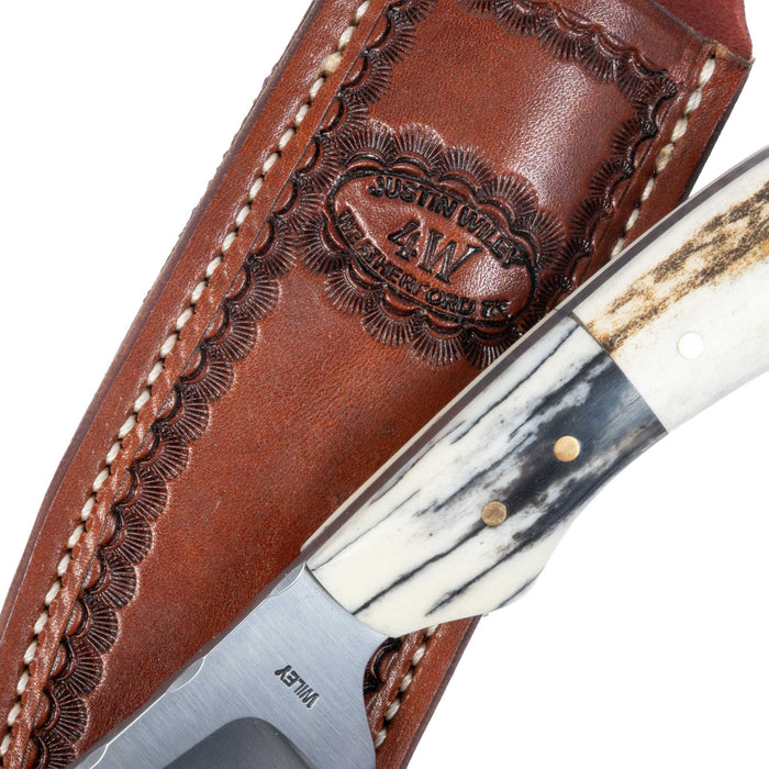 Justin Wiley Stag Carbon Steel Camp Knife w/ Leather Sheath