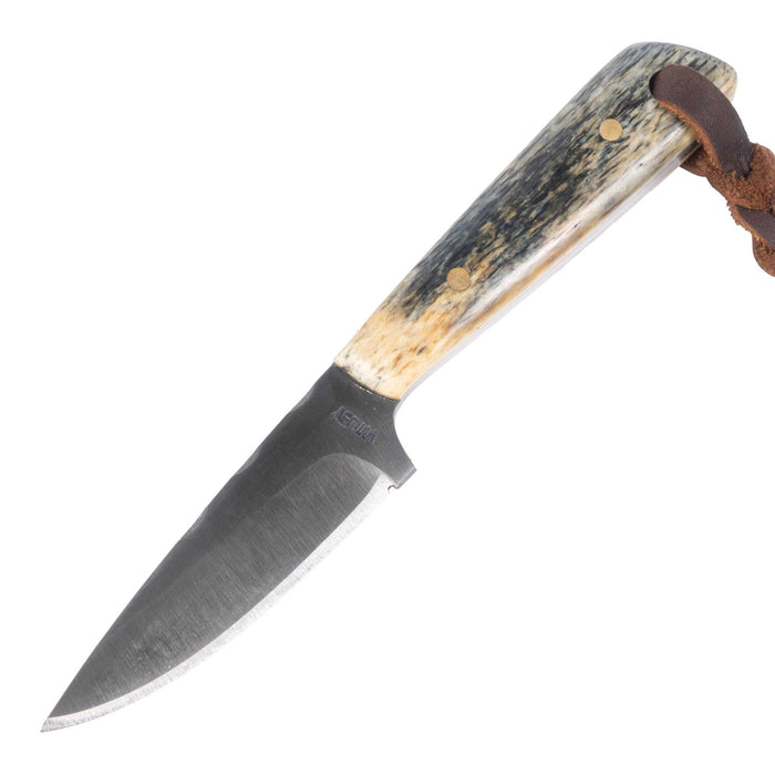 Justin Wiley Bone Handle Carbon Steel Knife w/ Leather Sheath