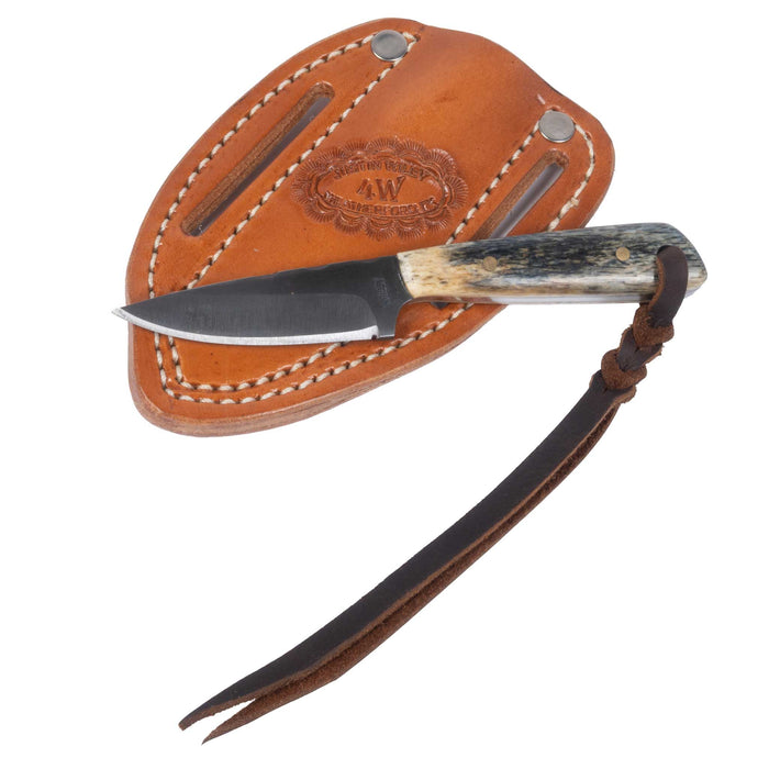 Justin Wiley Bone Handle Carbon Steel Knife w/ Leather Sheath