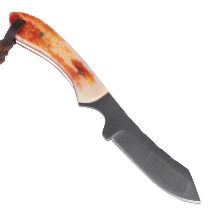 Justin Wiley Red Bone Carbon Steel Knife w/ Leather Sheath