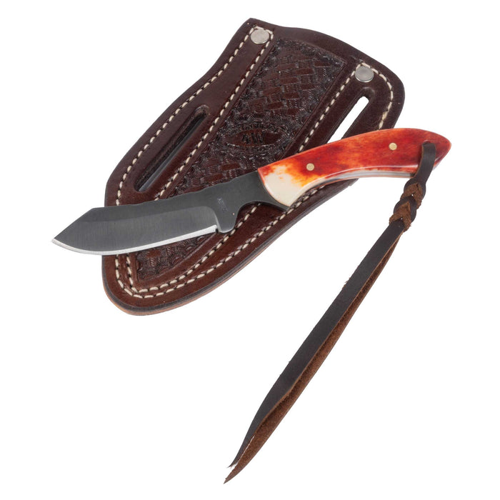 Justin Wiley Red Bone Carbon Steel Knife w/ Leather Sheath
