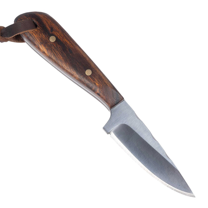 Justin Wiley Wood Handle Carbon Steel Knife w/ Leather Sheath