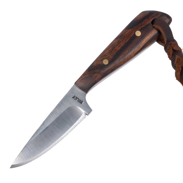 Justin Wiley Wood Handle Carbon Steel Knife w/ Leather Sheath