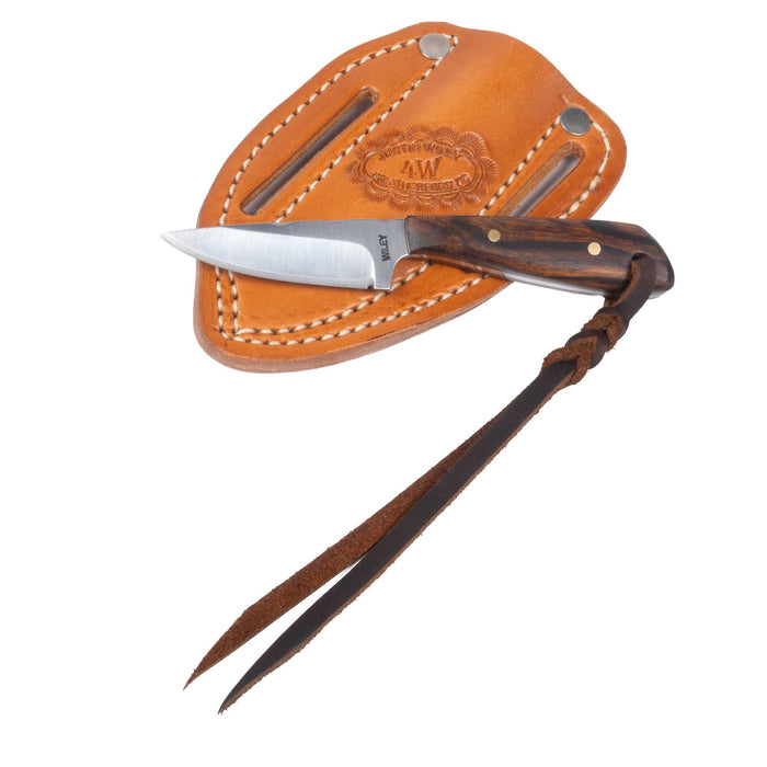 Justin Wiley Wood Handle Carbon Steel Knife w/ Leather Sheath
