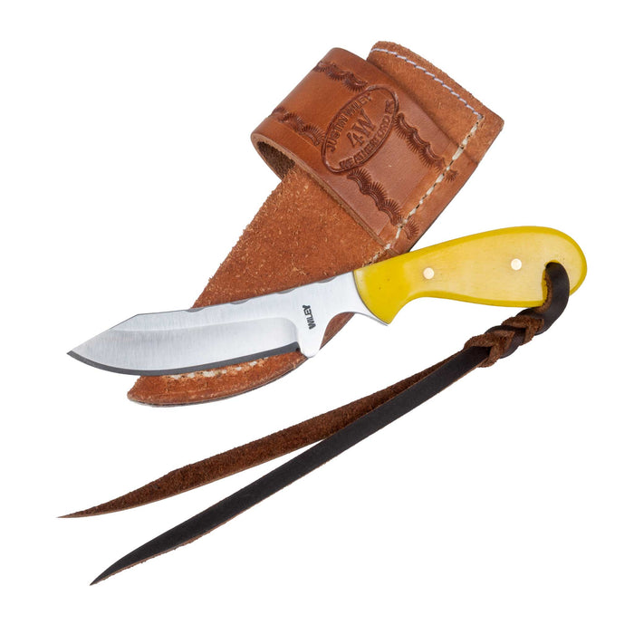 Justin Wiley Yellow Bone Carbon Steel Knife w/ Leather Sheath