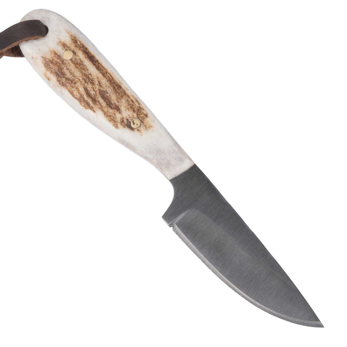Justin Wiley Stag Antler Carbon Steel Knife w/ Leather Sheath