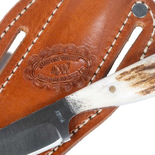 Justin Wiley Stag Antler Carbon Steel Knife w/ Leather Sheath Knives Justin Wiley