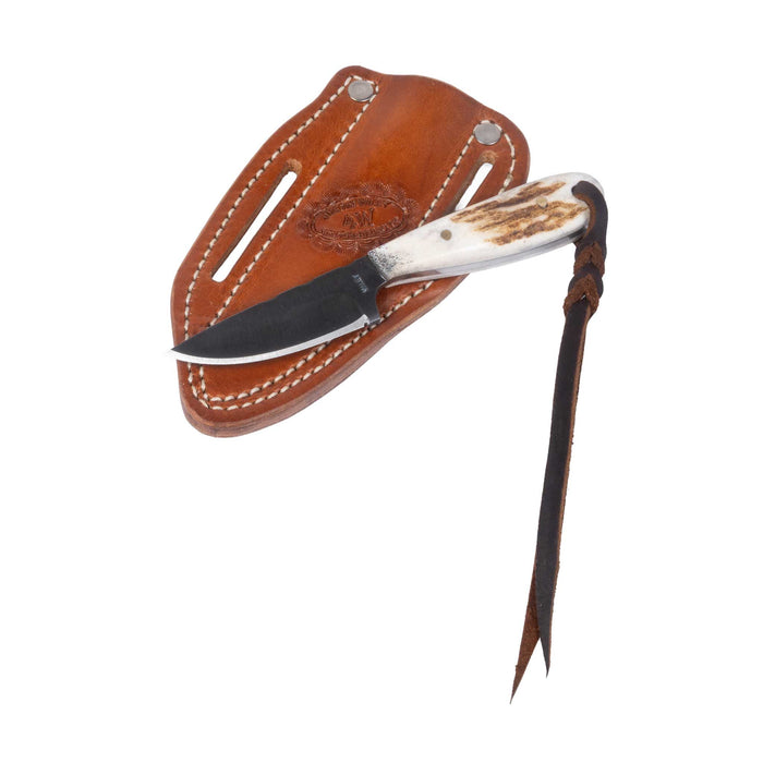 Justin Wiley Stag Antler Carbon Steel Knife w/ Leather Sheath