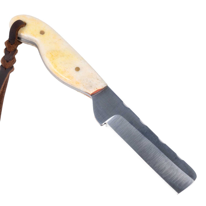Justin Wiley Bone Handle Carbon Steel Bull Knife w/ Leather Sheath