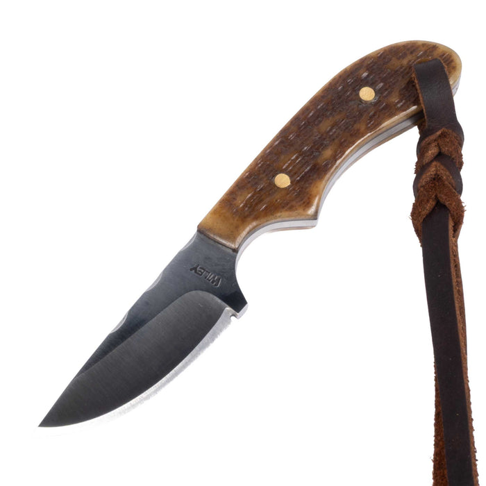 Justin Wiley Textured Bone Carbon Steel Knife w/ Leather Sheath
