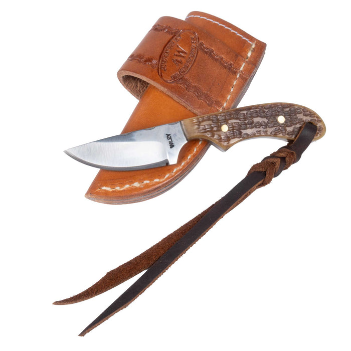 Justin Wiley Textured Bone Carbon Steel Knife w/ Leather Sheath