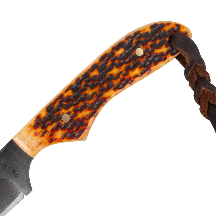 Justin Wiley Jigged Bone Carbon Steel Knife w/ Leather Sheath