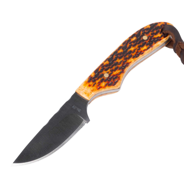 Justin Wiley Jigged Bone Carbon Steel Knife w/ Leather Sheath