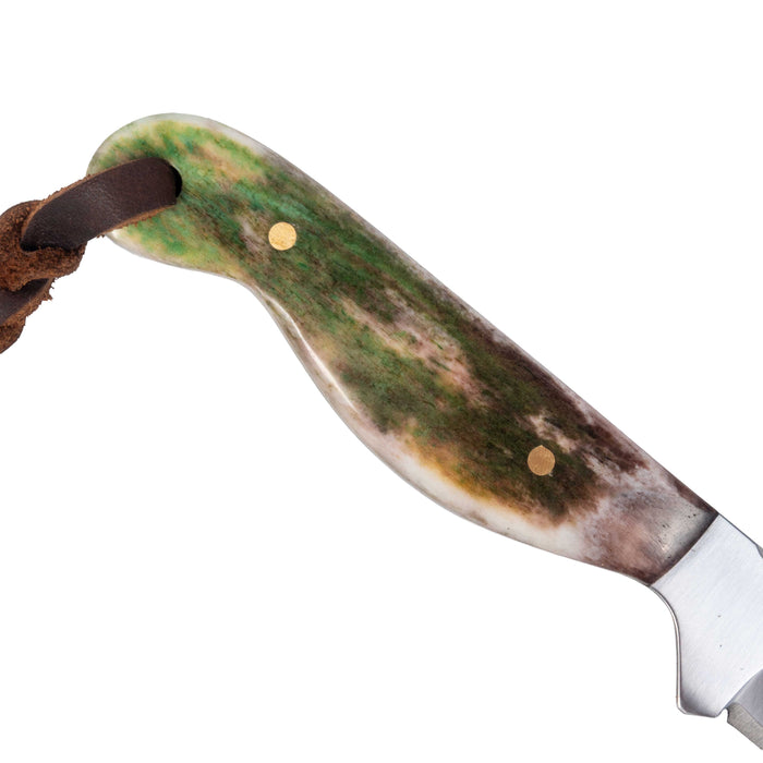 Justin Wiley Green Bone Carbon Steel Knife w/ Leather Sheath