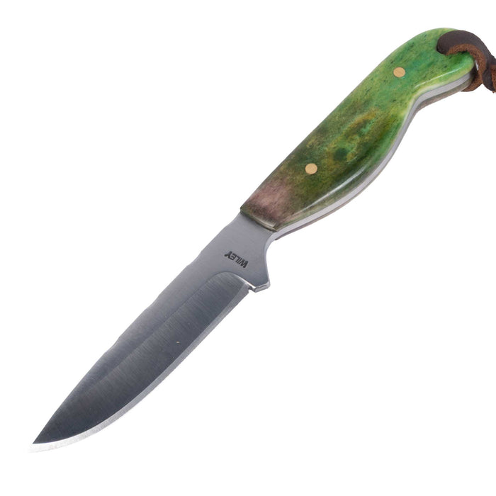 Justin Wiley Green Bone Carbon Steel Knife w/ Leather Sheath