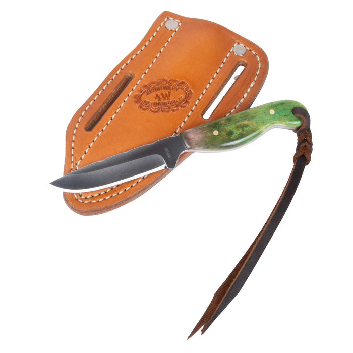 Justin Wiley Green Bone Carbon Steel Knife w/ Leather Sheath