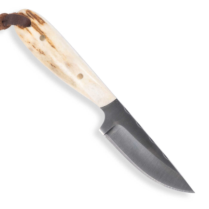 Justin Wiley Stag Handle Custom Drop Point Knife w/ Leather Sheath