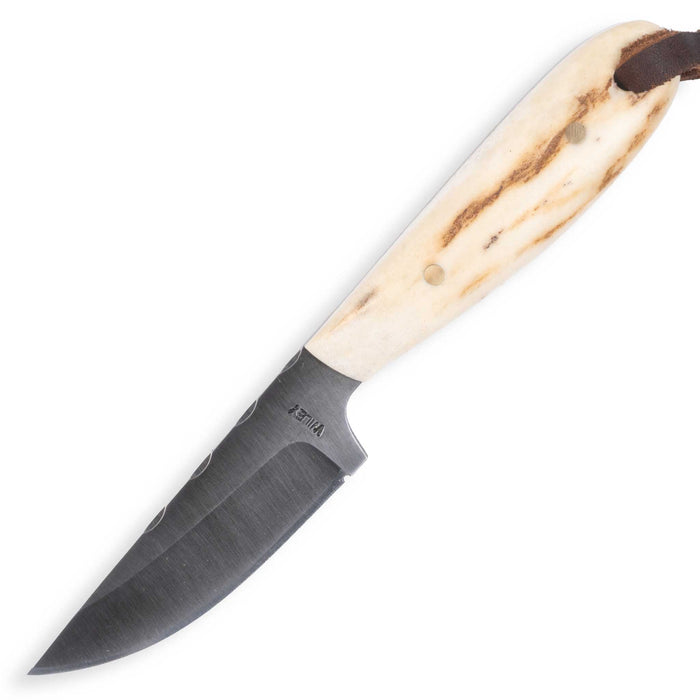 Justin Wiley Stag Handle Custom Drop Point Knife w/ Leather Sheath