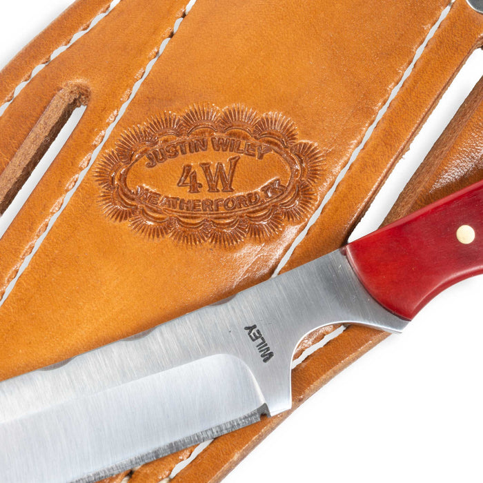 Justin Wiley Red Bone Custom Bull Knife w/ Leather Sheath