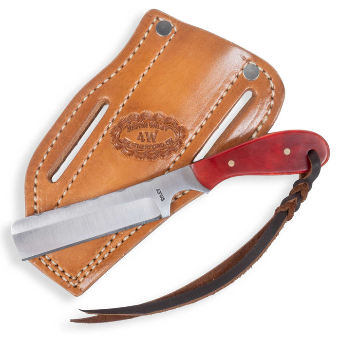 Justin Wiley Red Bone Custom Bull Knife w/ Leather Sheath