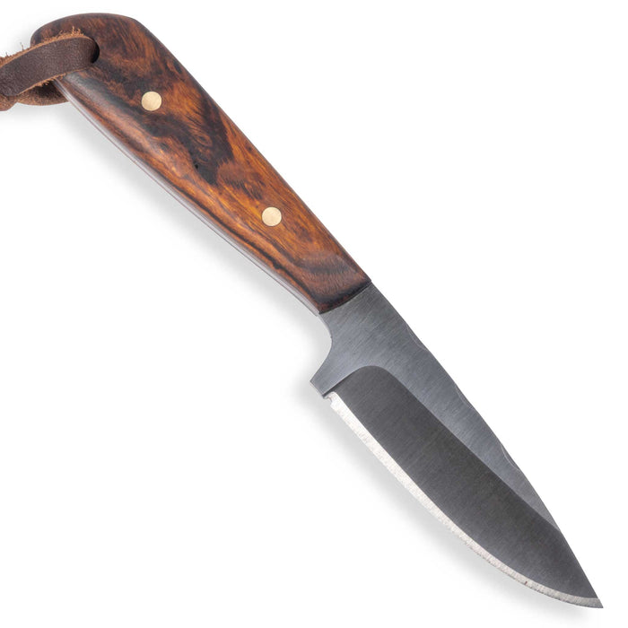 Justin Wiley Eye Catching Wood Drop Point Knife w/ Leather Sheath