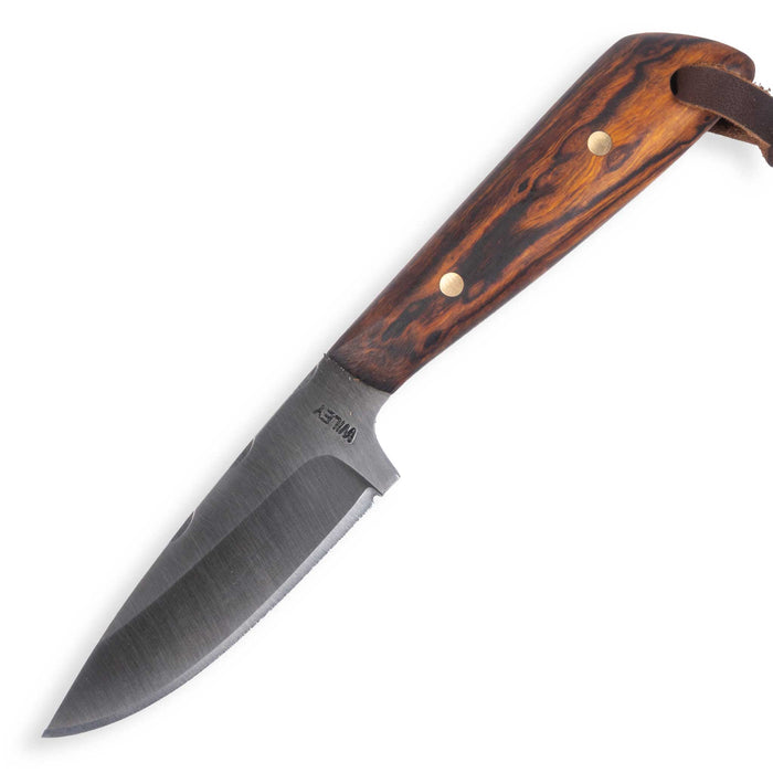 Justin Wiley Eye Catching Wood Drop Point Knife w/ Leather Sheath