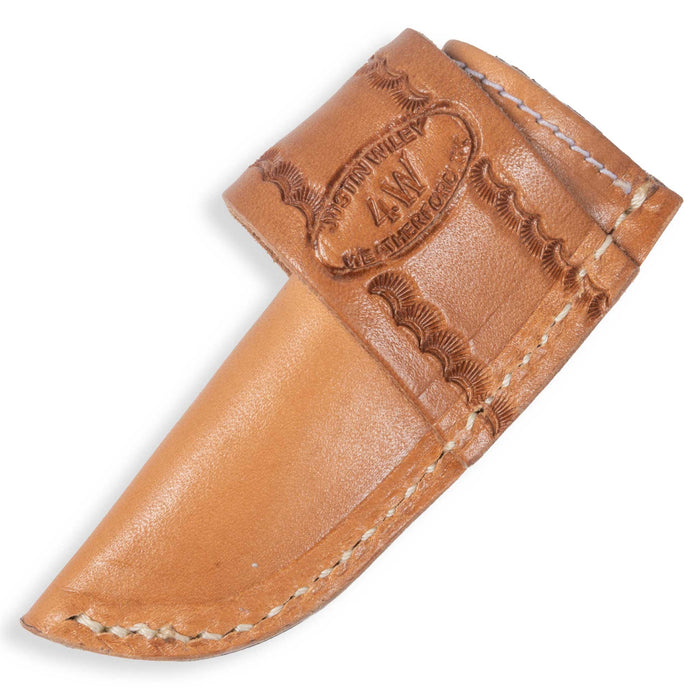 Justin Wiley Blue Wood Drop Point Knife w/ Leather Sheath