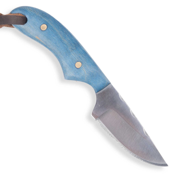 Justin Wiley Blue Wood Drop Point Knife w/ Leather Sheath