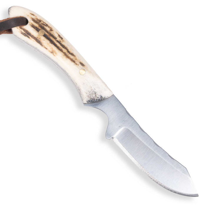 Justin Wiley Stag Handle Custom Drop Point Knife w/ Leather Sheath