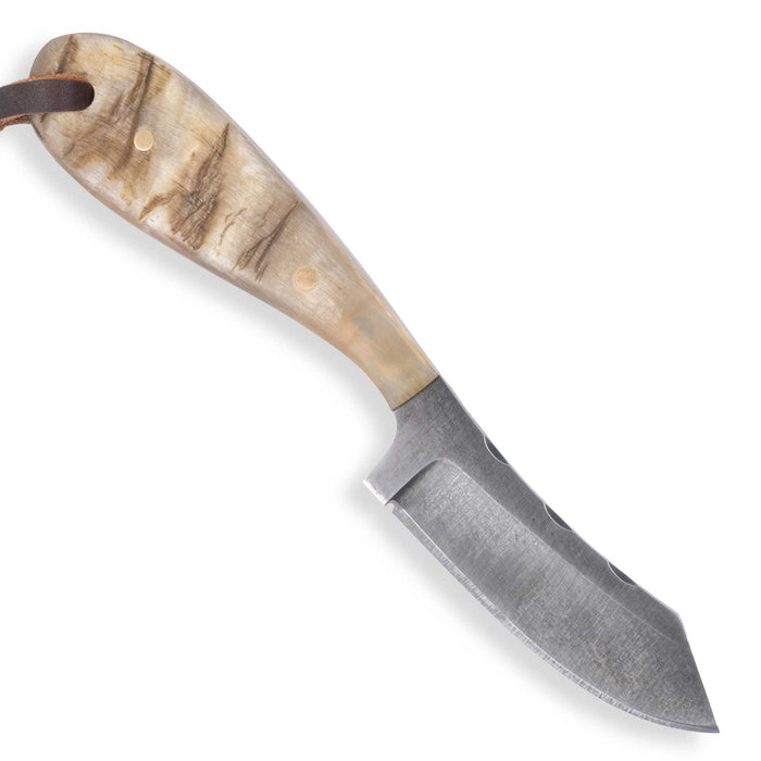 Justin Wiley Ram Horn Custom Skinner Knife w/ Leather Sheath