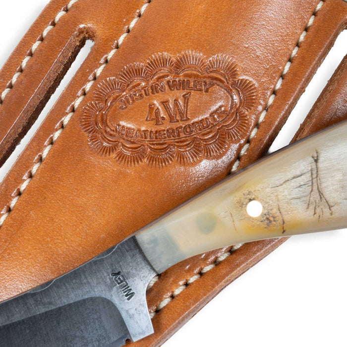 Justin Wiley Ram Horn Custom Skinner Knife w/ Leather Sheath