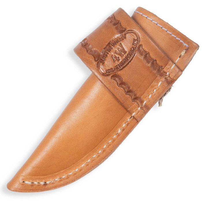 Justin Wiley Blue Wood Skinner Knife w/ Leather Sheath