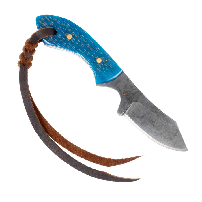 Justin Wiley Hand-Forged Carbon Steel Knife with Blue Jigged Bone Handle